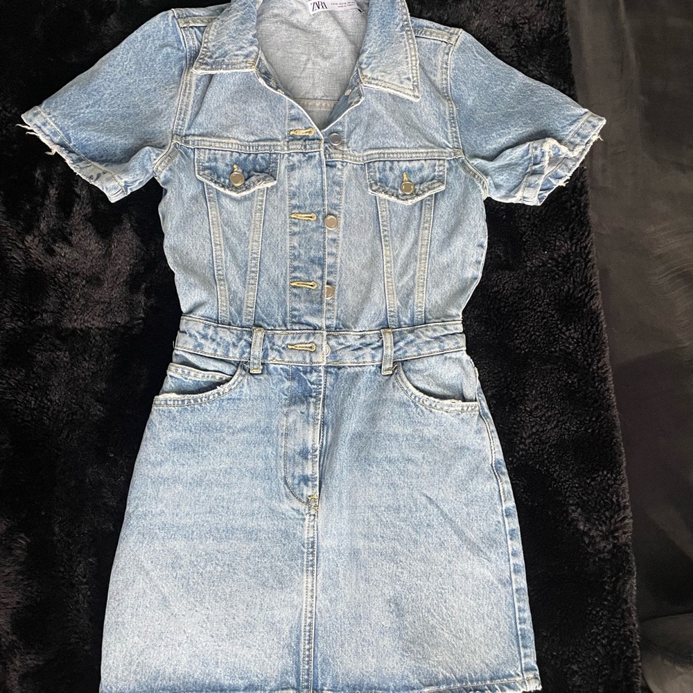 Zara Light Blue Denim Mini Dress